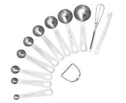 Мерные ложки из нержавеющей стали, набор из 11 штук, мерные ложки, выравниватель и венчик, набор кухонных измерительных инструментов