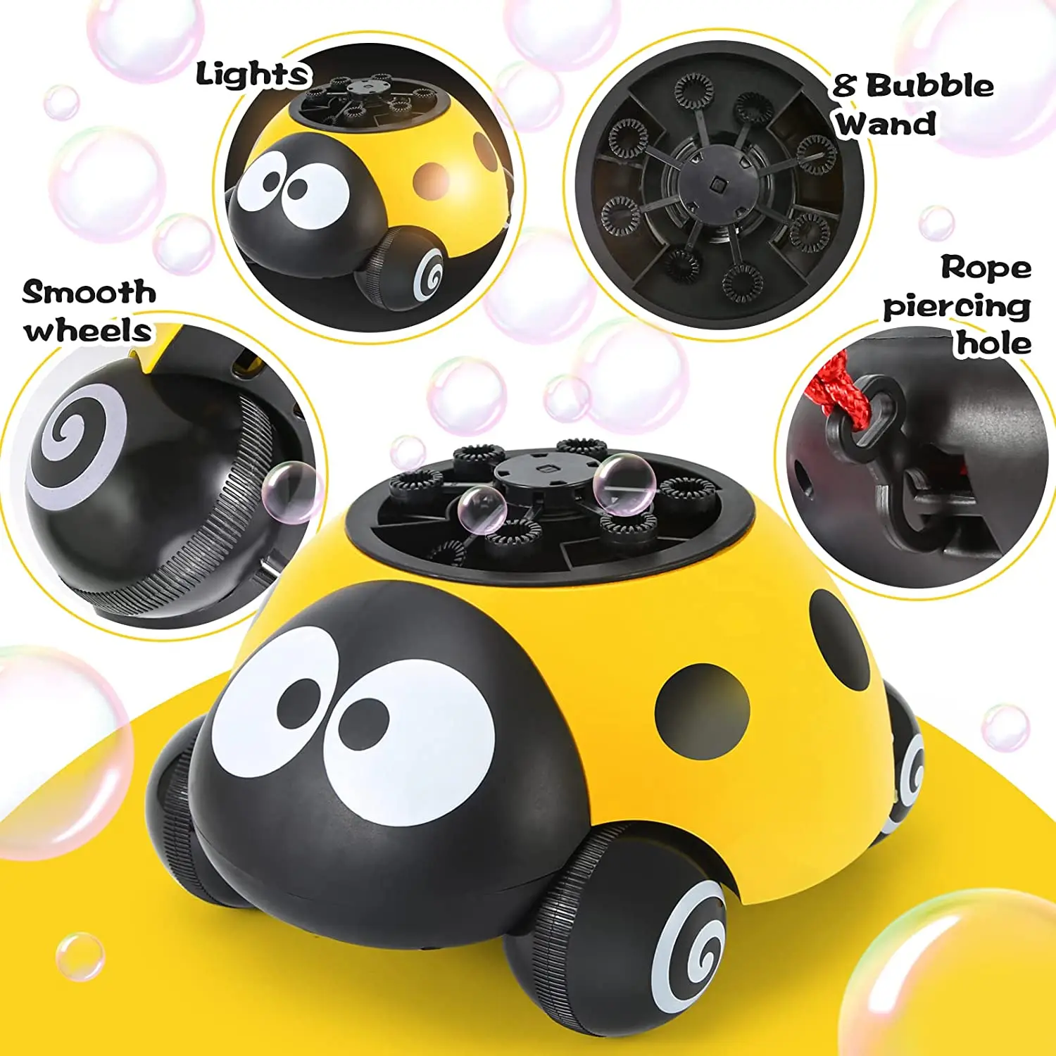Bubble Machine, Automatic Ladybug Bubble Maker with  Solutions, Bubble  Blower Toy Fun Outdoor Indoor Toys for kids