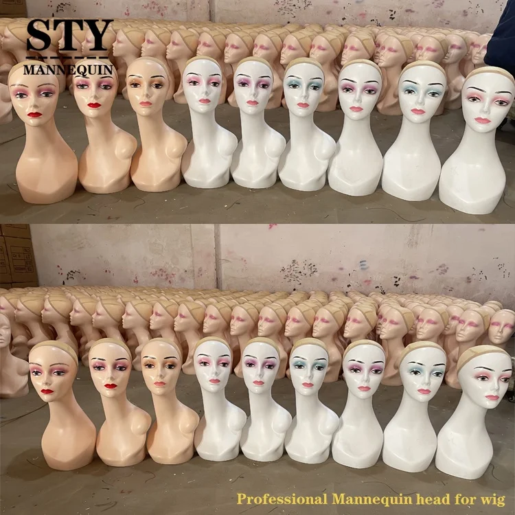 pink mannequin head Yellow eye shadow head mannequin display wholesale human hair mannequin head