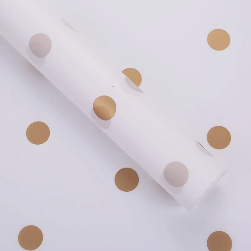 Fashion Caramel Film Point Dot Wrapping Flower Rose Bouquet Packing Material Florist Ready to Ship Waterproof Paper