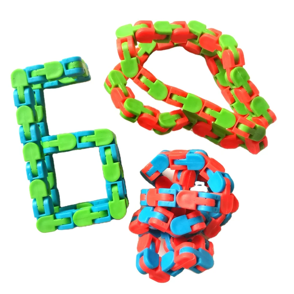 
Hot Sale 24 Links Finger Sensory Wacky Tracks Snap and Click Fidget Toys for Stress Relief Party Bag Fillers 