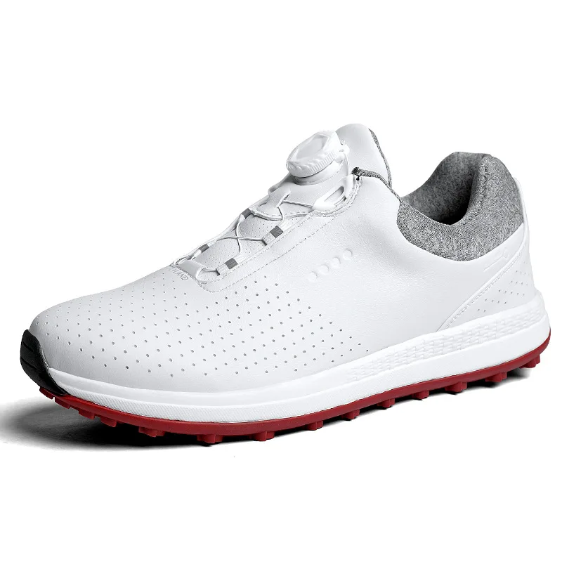 2021 Wholesale new design men leather upper rubber sole golf shoes
