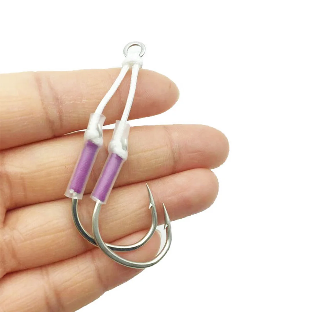 Colourful Jigging Hooks Fishing Double Hook fishhooks  Black High Carbon Fishing Hook