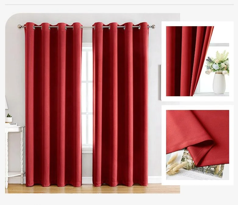 American style Living Room Darkening Solid Color Thick polyester Blackout Window Blinds Blackout Curtains