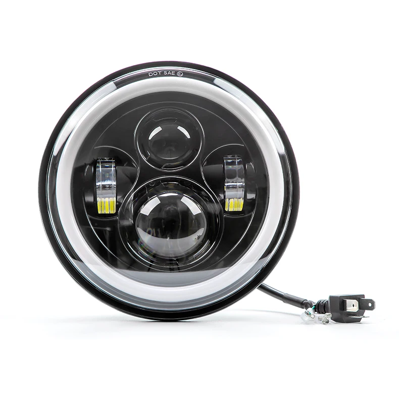 Wholesale Waterproof LED Angel Eyes Headlamp Round Car Accessories 7 Inch Motorcycles Headlight for Harley/Jeep