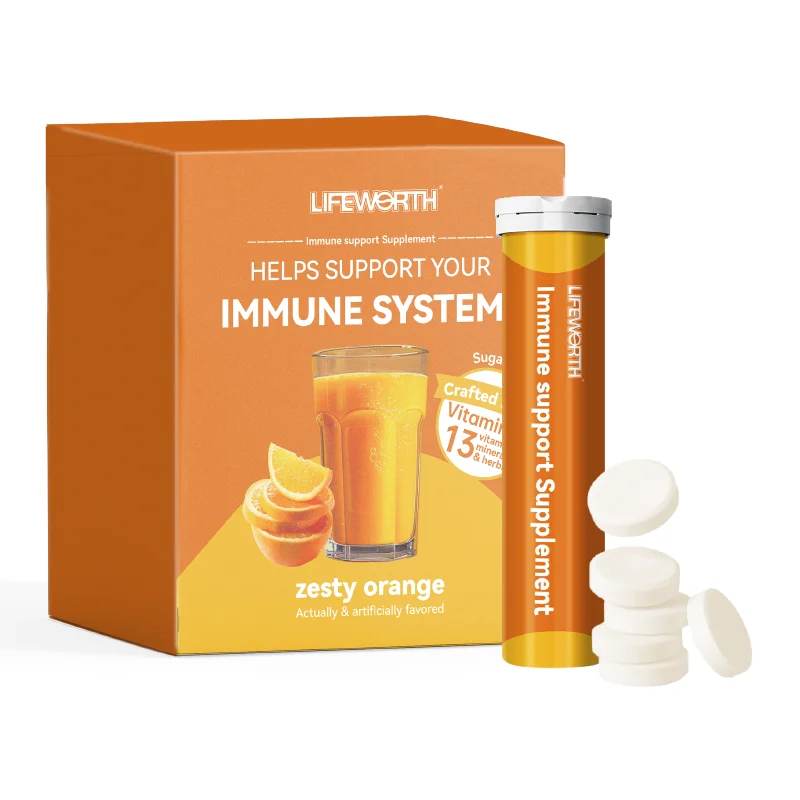 LIFEWORTH Vitamins Supplements Sugar Free Skin Whitening Vitamin C Effervescent Tablets 1000mg Orange