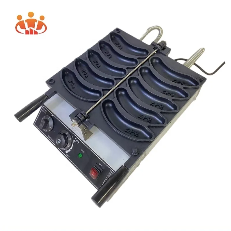 Wholesale customized online red snack machine, baking machine, Egg cakes machine, cute face, smile, banana waffle machine