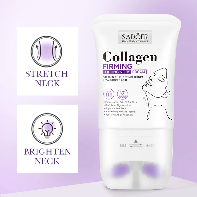 Collagen firming lifting neck cream with roller for Tightening Anti Aging Reduce Neck Lines Wrinkles Fine Lines
