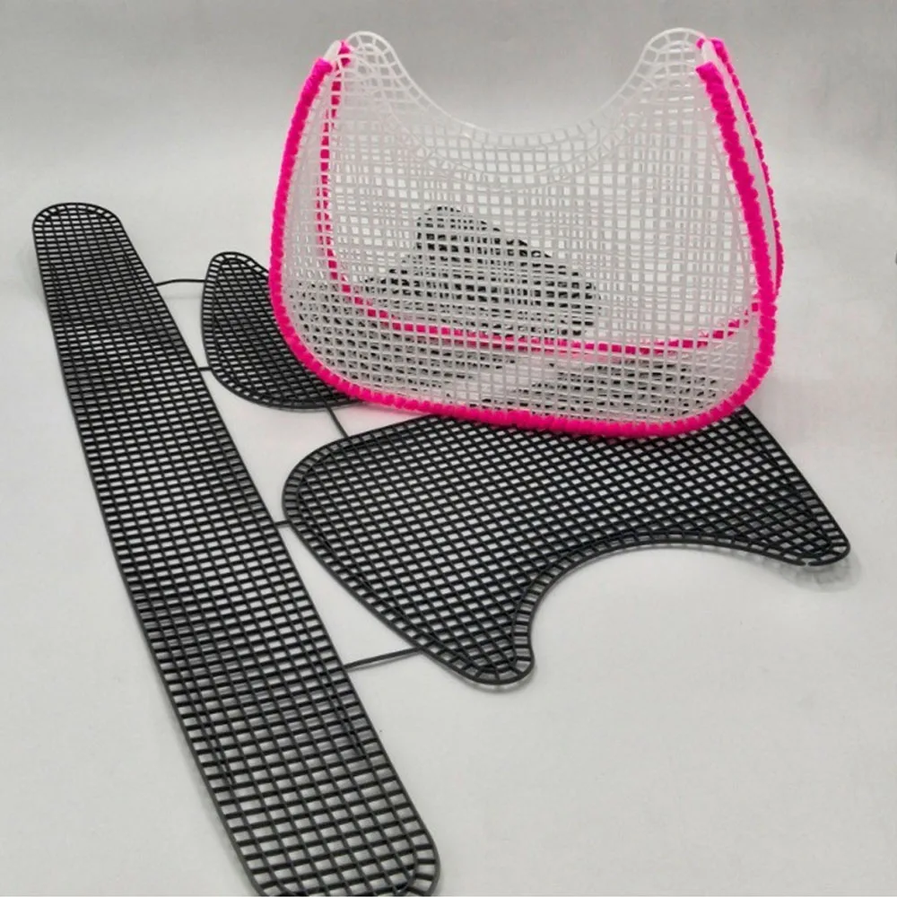 Wholesale Embroidery Diy Crafts Materials Hand Bag Purse Plastic  White Horseshoe Mesh Bag Canvas for Yarn Crafting Knit