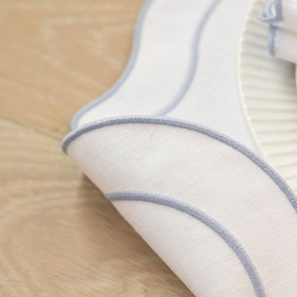 45*45cm Custom French Classic home dining table Embroidery scalloped 100% pure flax fabric Linen napkins for Wedding Hotel