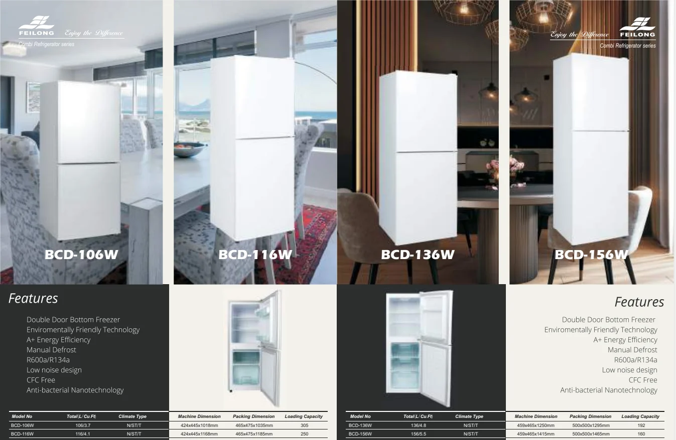 China hot selling 156L Electric fridge BCD-156W  refrigerate up and freezer down two doors fridge