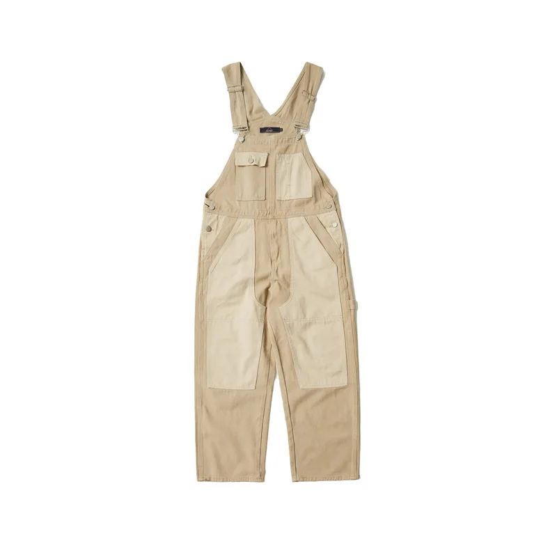 Custom Work Trousers Paneled Beige Khaki Multi-pocket Twill Fabric Baggy Fashion  Overalls Workwear Dungarees
