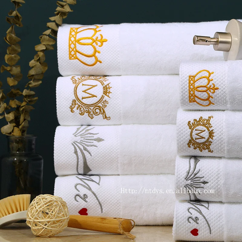 Hotel Cotton Towel Square Towel Set 16 Thread Spiral Platinum Wide Forged High Grade Embroidery Logo
