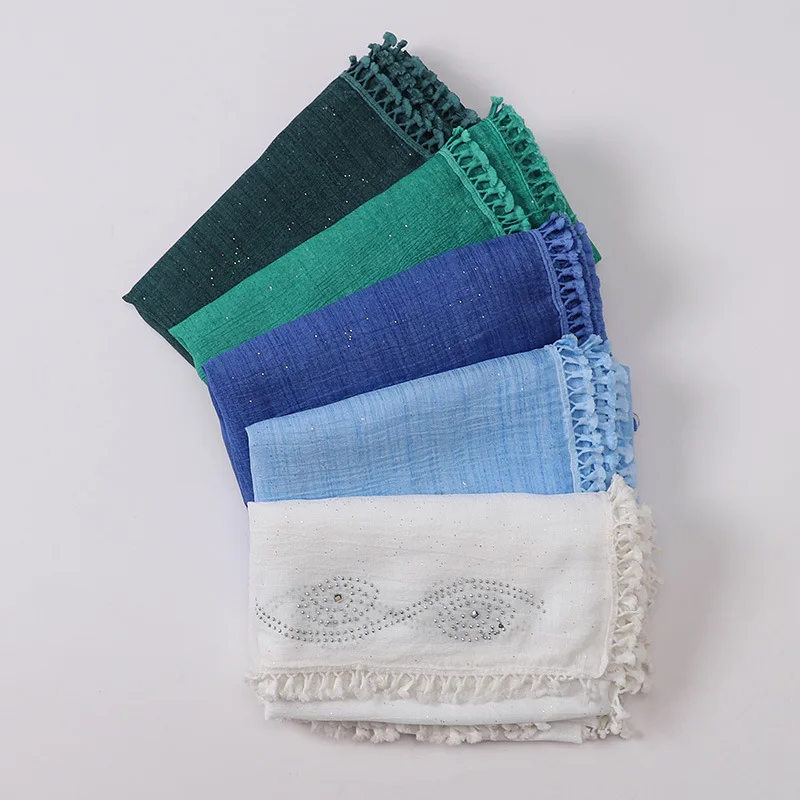 Женский хиджаб Baotou с кисточками, монохромный мусульманский шарф из Малайзии, Индонезии, 2022