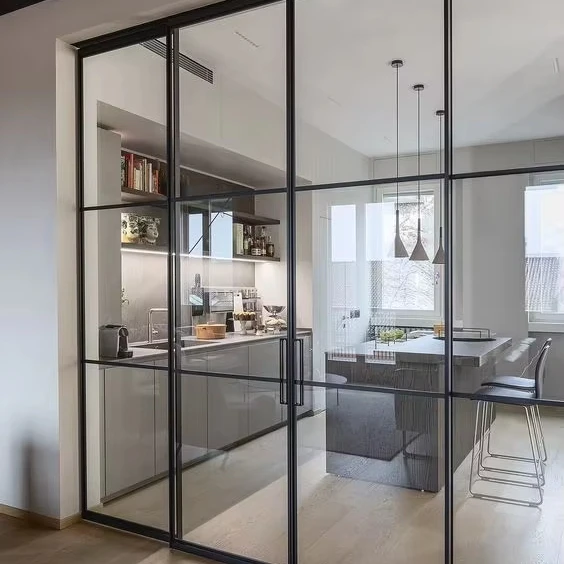 GEDELI Heavy Duty Double Tempered Glass Noiseless Sliding Doors System Exterior Interior Balcony Patio Glass Aluminum Door