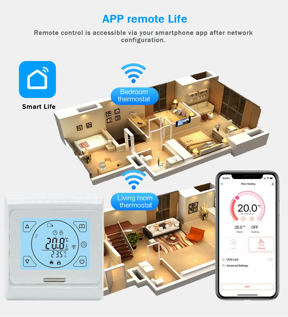 Touch screen Programmable Thermostat WiFi Smart Gas Boiler Thermostat