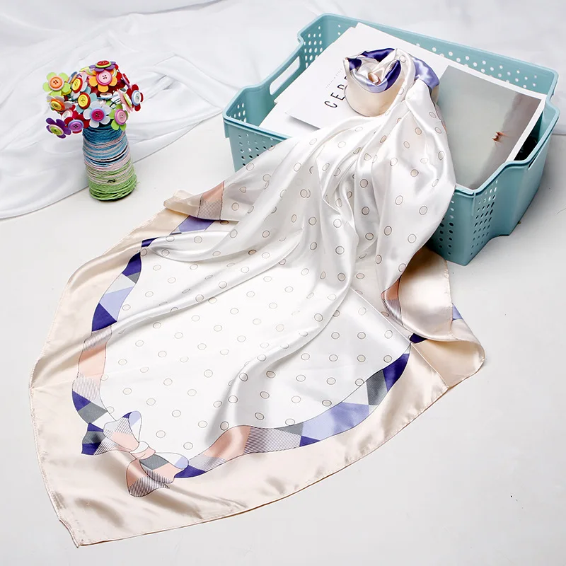 Direct Wholesale Head Hair  Various Design Square Scarf Silk Satin Bandana