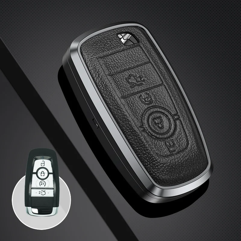 Factory Direct Sale Leather Four Button Car Smart Key Case Cover For Ford/EVOS/Explorer