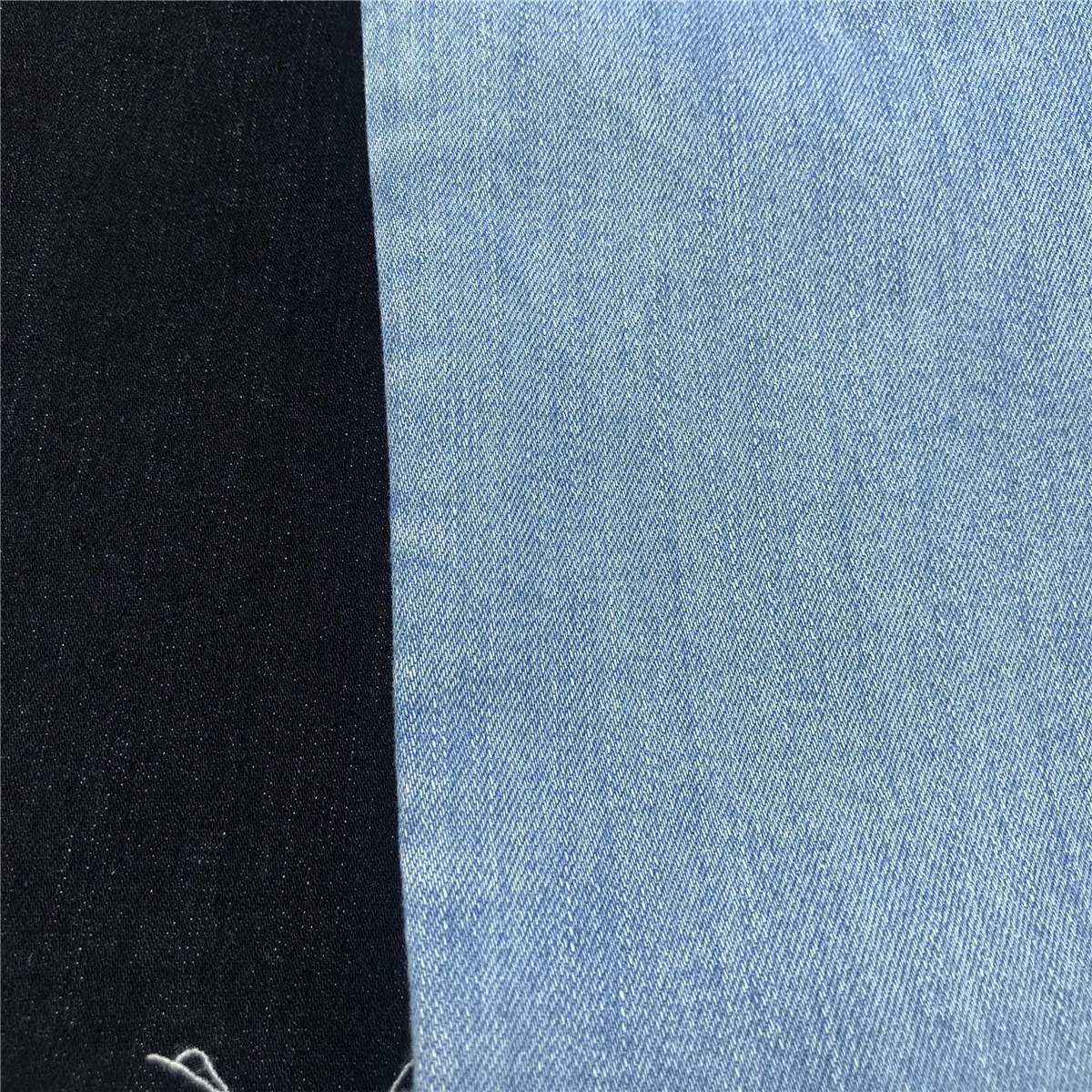 9.25oz blue black col cotton sorbtek repreve stretch denim fabric 8300 meters in stock