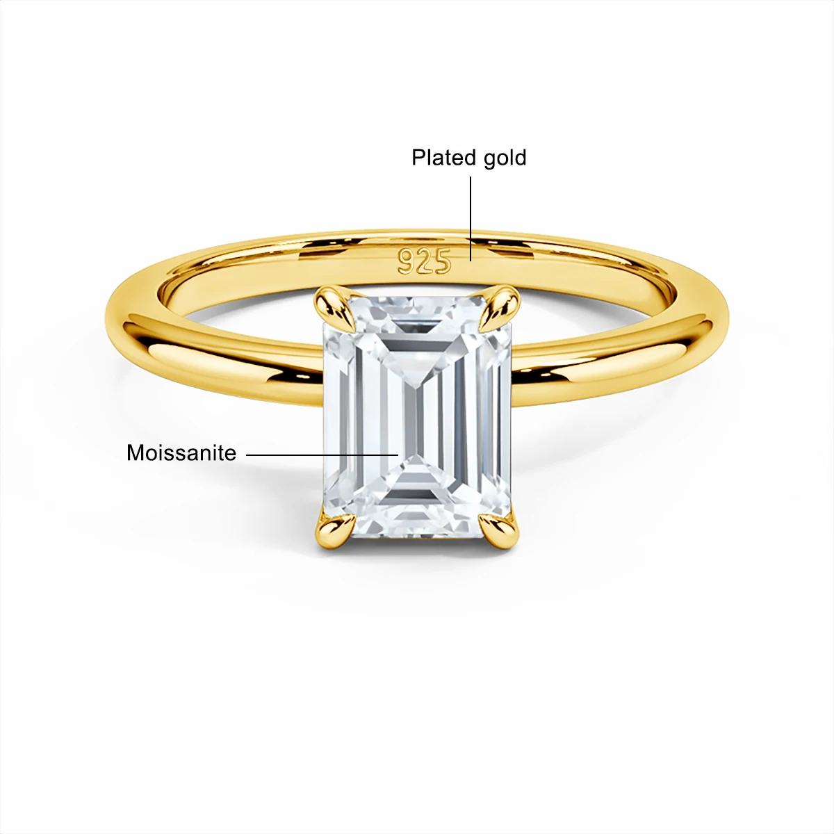 Classic 4 Claw Ring High Quality Woman 925 Sterling Silver 3 carat Emerald Diamonds Mossanite Engagement Ring