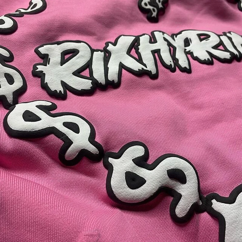 Manufacturer Full Zip Up Distressed Unisex Cotton Tech Fleece Heavyweight Hoddie Custom Puff Printing Logo Satin Lined Hoodie