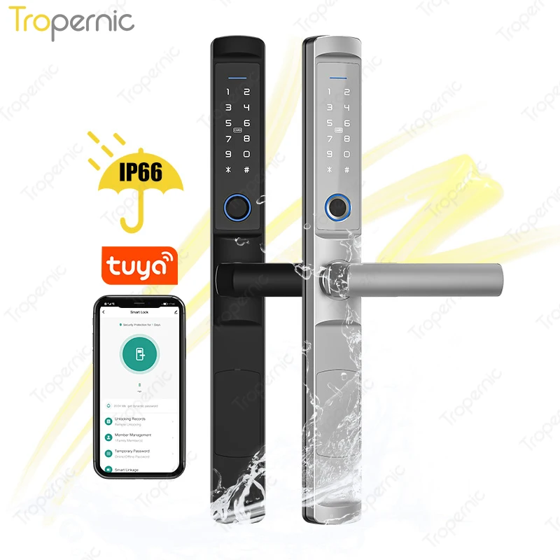 Tropernic New Design Smart Phone Ttlock Tuya Biometric Fingerprint Smart Lock for Aluminum Door Lock