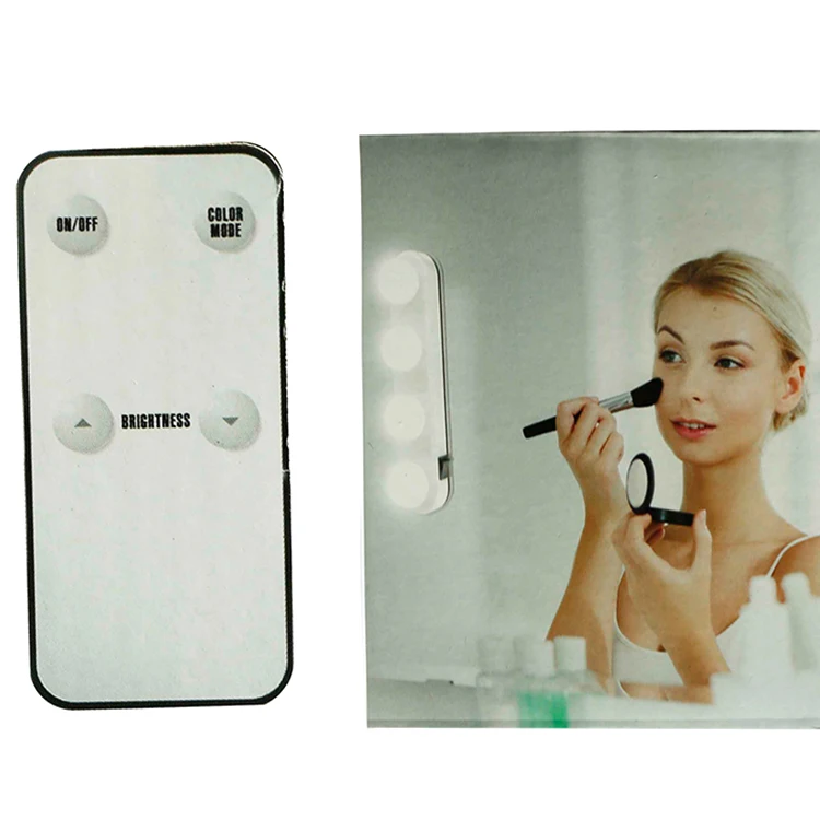 Hollywood Style 4pcs Lamps Dimmable LED Makeup Vanity Mirror Lights for Bathroom Hair Styling with Remote Control