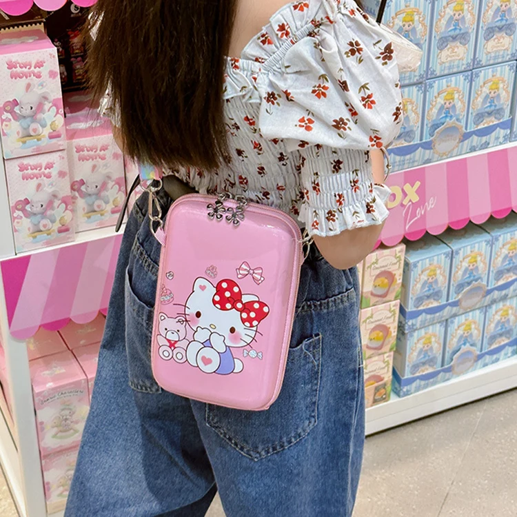 mini cartoon hello kitties and friends crossbody purses anime sanrios kuromis stitch messenger bags kitties love crossbody bags