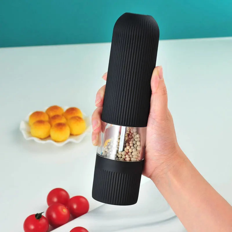 Amazon Top Sell Electric Pepper Mills,Plastic Non-Slip Bottle Body Salt and Pepper Mills With Led Light