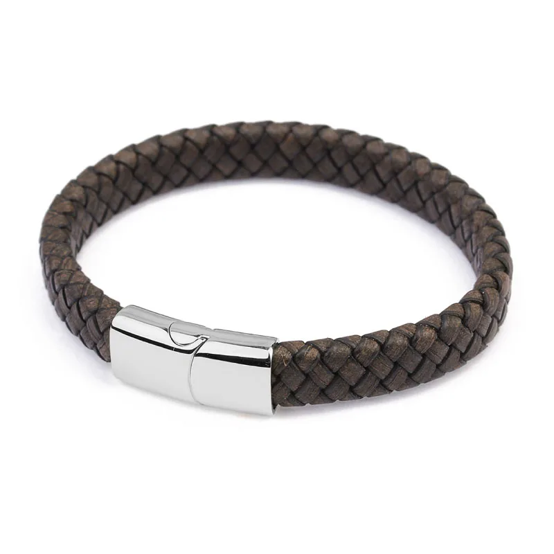 Мужской кожаный браслет с логотипом на заказ 2020 коричневый плетеный браслет из натуральной кожи мужской подарок для отца бойфренда