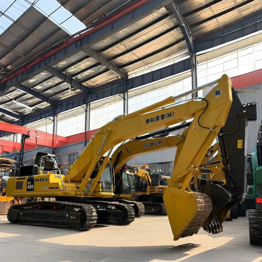 Large mining machinery original 360 excavator Nissan Komatsu PC450 long arm excavator