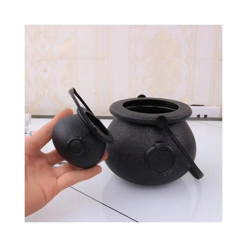 14cm Halloween Party Supplies Black Plastic Cauldrons kettles Halloween Large plastic witch cauldron