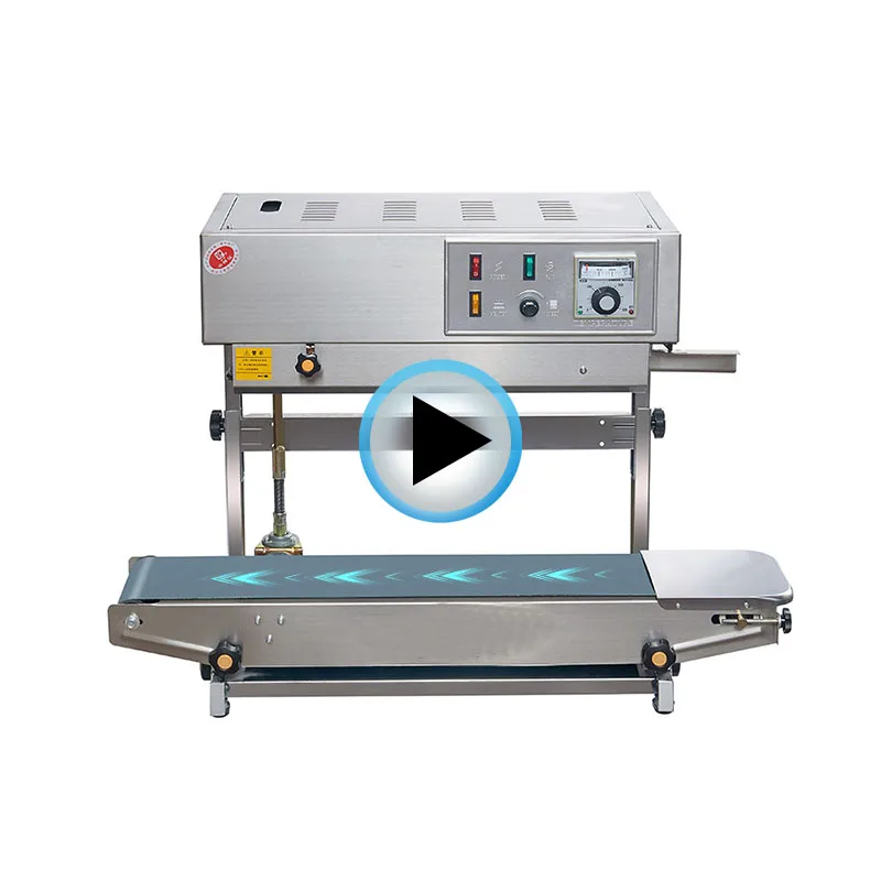 DBF900 FR900 stainless steel Vertical and horizontal  type continuous band sealer continuous poly bags band sealer machine