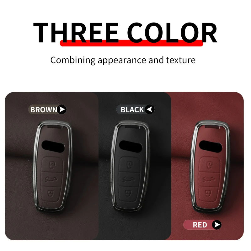 Zinc Alloy Car Key Case Cover for Audi A3 A4 B9 A6 A7 4K A8 E-tron Q5 Q8 C8 D5 SQ8 Car Key Protection Shell Auto Accessories