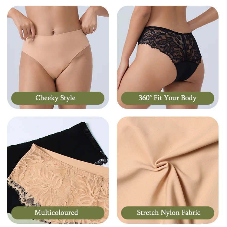 New woman lace Seamless 4 Layers Absorbent menstrual period brief underwear lady Anti-Bacterial breathable perion panteis