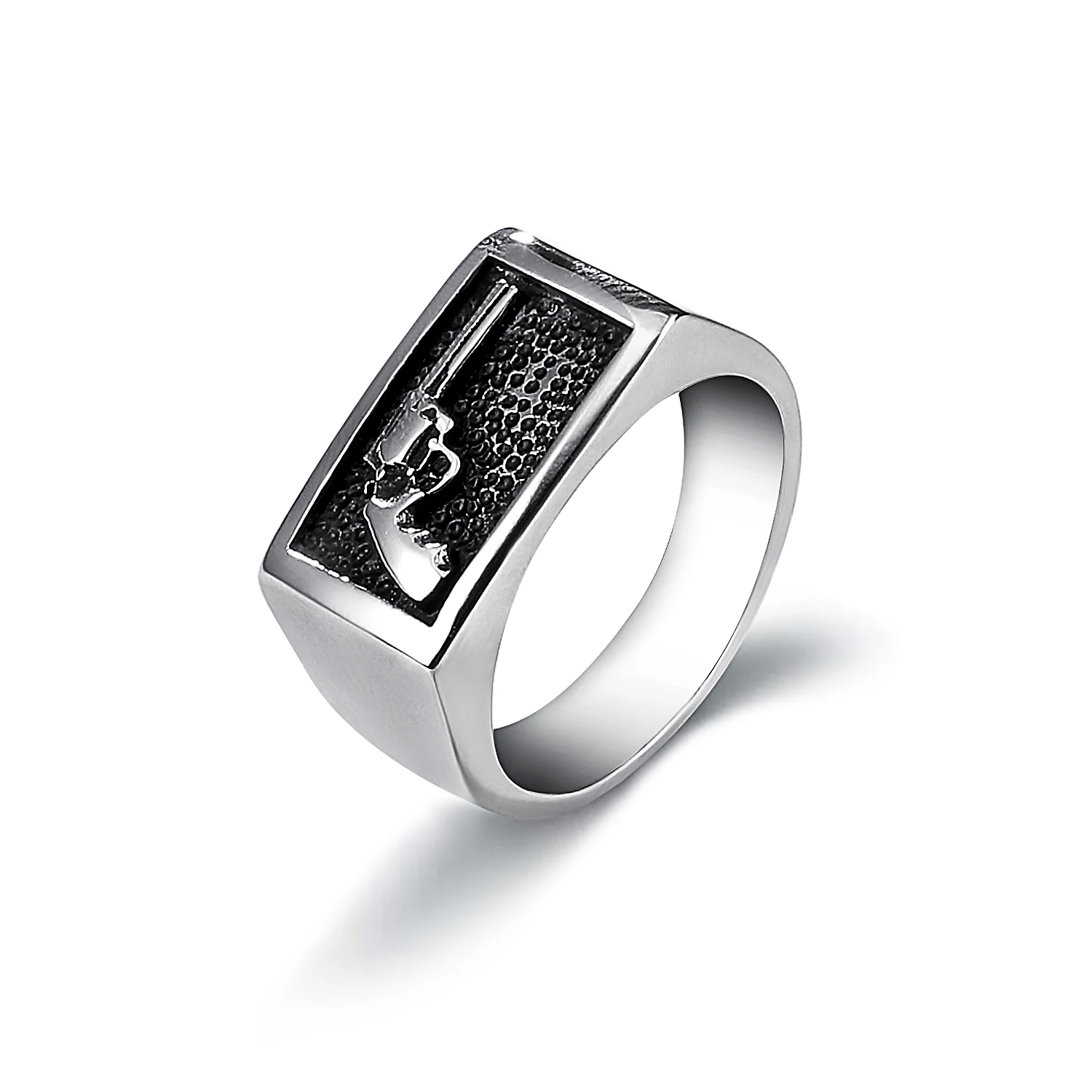 
Best Selling Stainless Steel Engraved Black Plated Ring Casting Jewelry for Man 