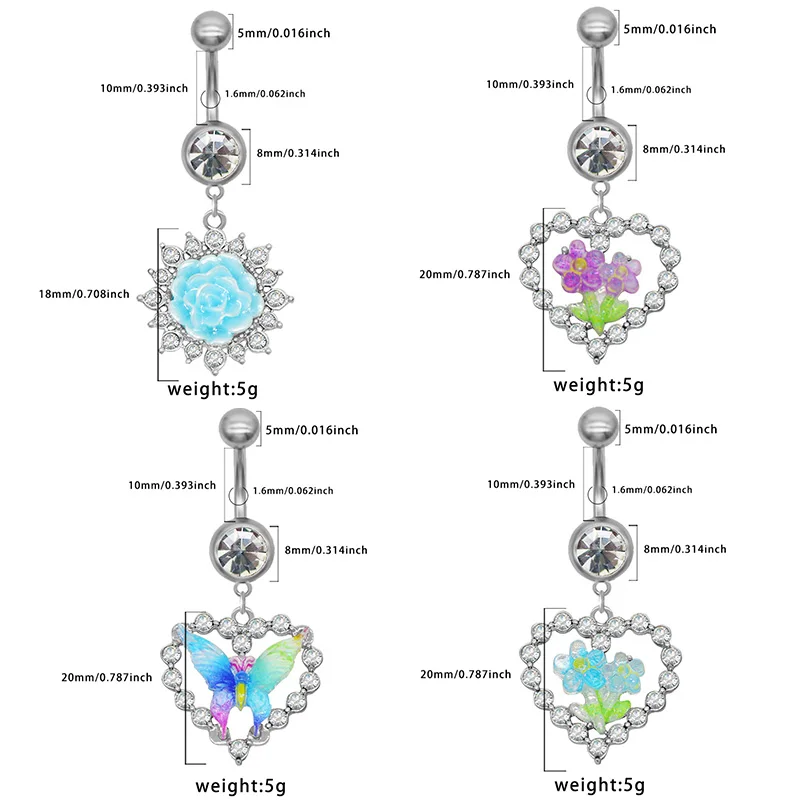 Getta new belly button rings pink flower sexy piercing ring wholesale fashion jewelry body piercing for women