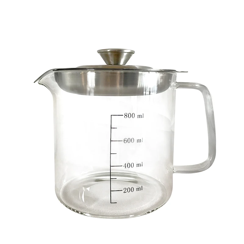 High temperature glass heating oil filter kitchenware tools stainless steel lid with mesh oil filter glass bottle