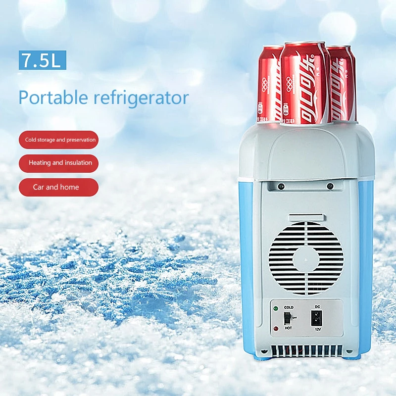 Car Small Refrigerator 7.5L Mini Refrigerator Car Cooling and Heating Box Car Appliances Portable