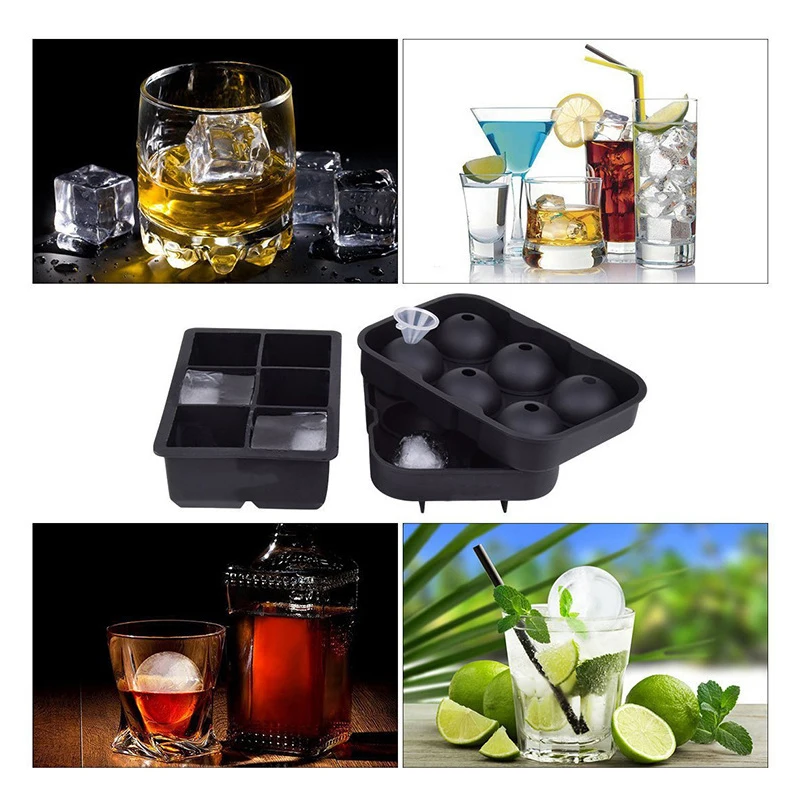 Bpa Free Large Ice Cube Maker High Quality 6 Cavity Silicone Ice Cube Mold Big Giant Size Silicone Ice Cube Tray