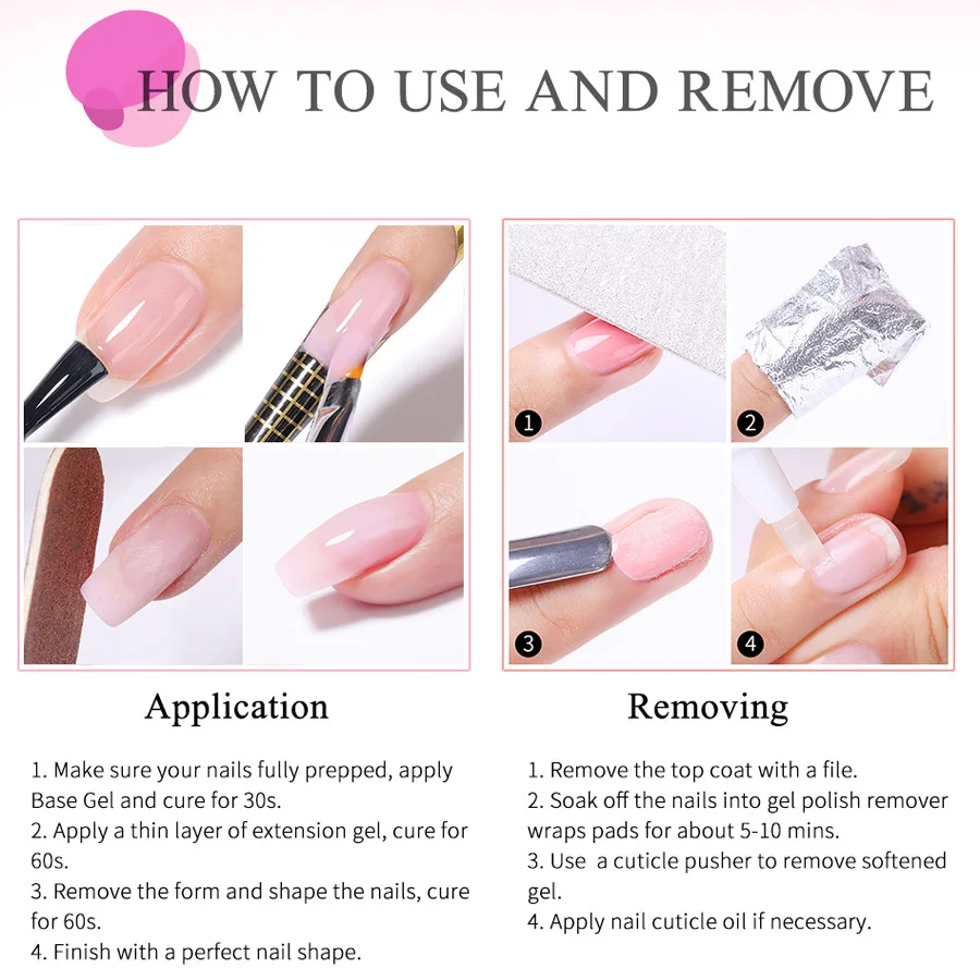 Nail Gel Art Transparent Camouflage Color Fibre Glass Hard Jelly Quick Building Nail Extend Gum Acrylic Polish For Salon