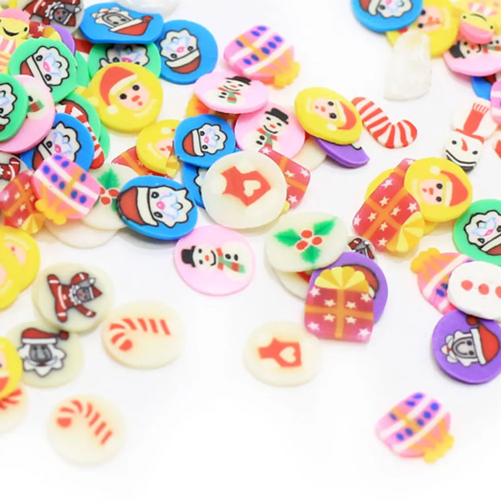 
500 Grams Polymer Soft Clay Christmas Santa Claus Snowman Slices Sprinkles for Crafts DIY Making Slime Nail Art Stickers 