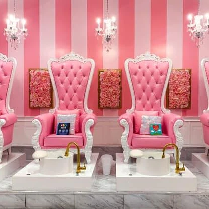 
Silver and pink throne spa pedicure chairs 
