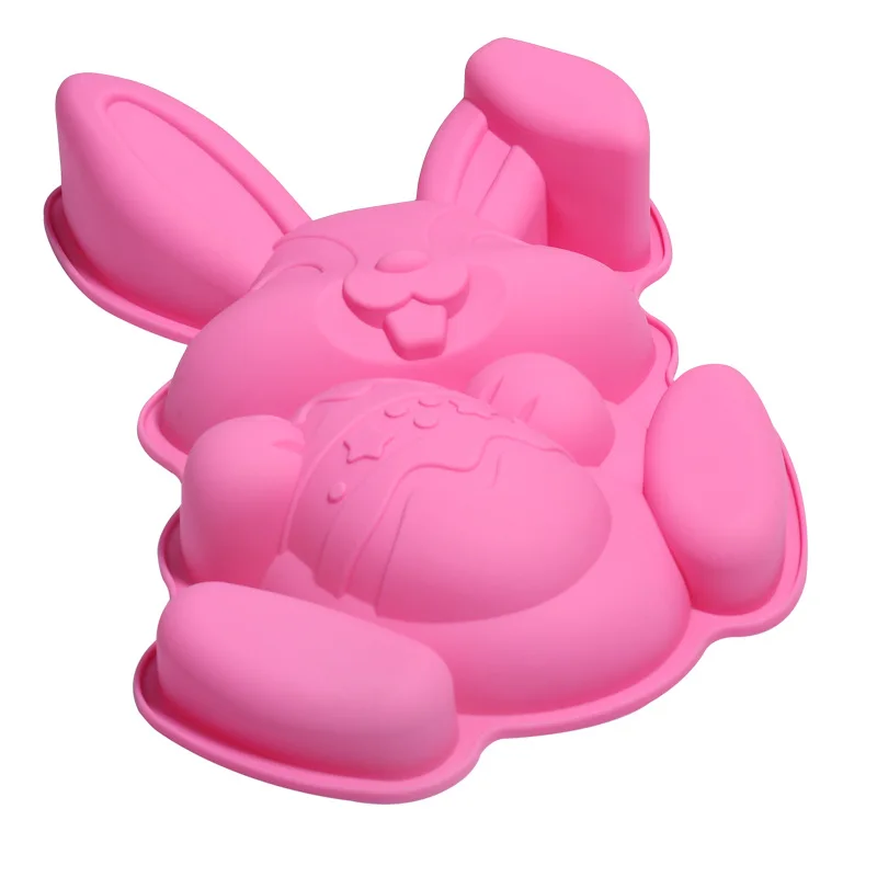2024 new Large size Custom logo Easter Egg Rabbit Baking Moulds Cake mold Decorating Cake Tools silicone baking pans For Easter