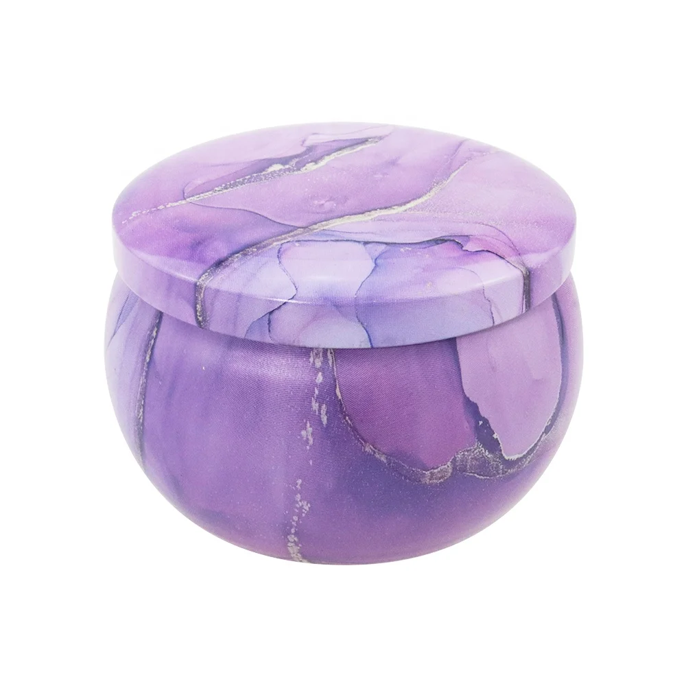 Stylish Empty Water Color Tin Cans for Candle Making Tin Candle Containers Marble Print Tin Container