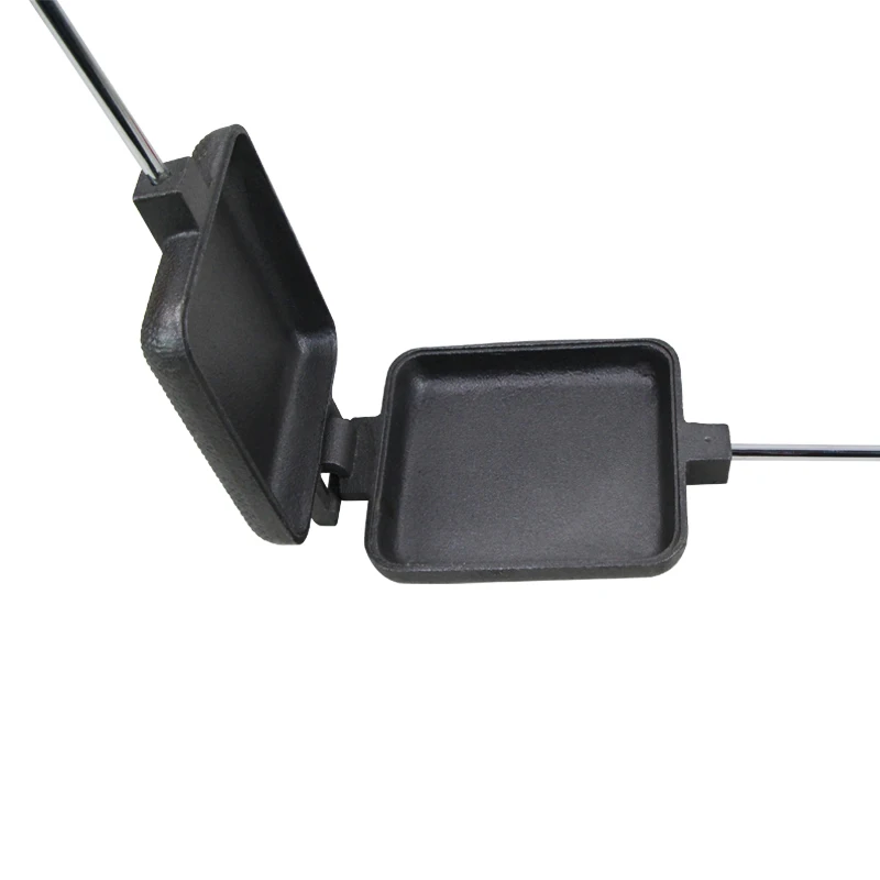 COOKWIN 11x11cm Heavy Duty square Cast Iron Bread Tongs Pie Maker Sandwich Cooking Pan Campfire pie iron