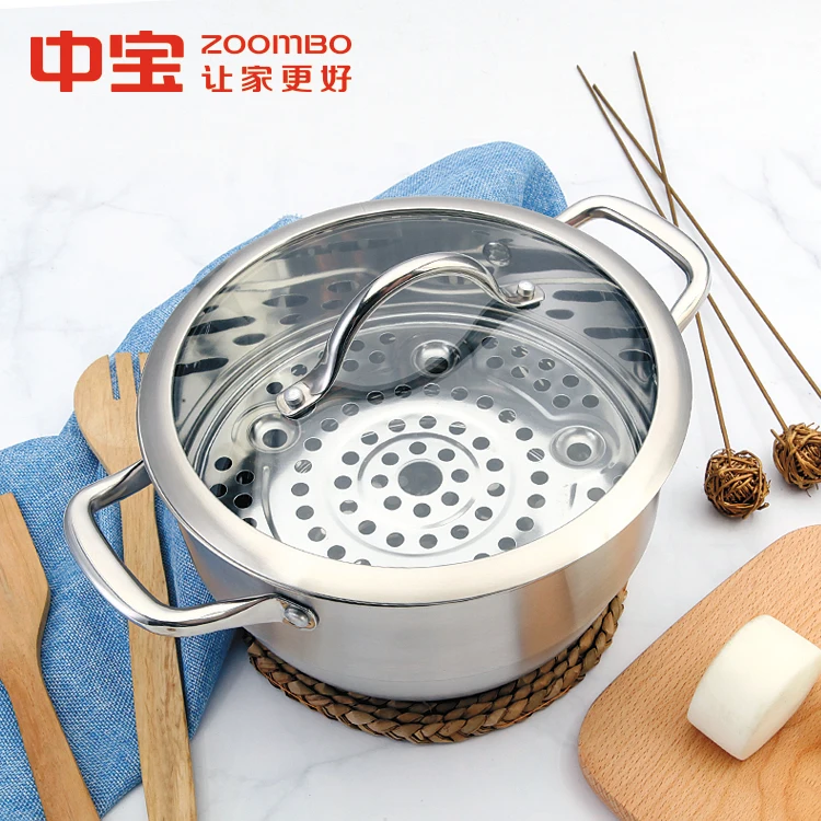 Hot selling fish steamer casserole high quality stainless steel silver stockpot metal high mirror polishing soup pot