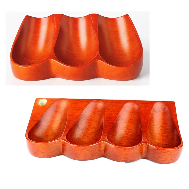 Wholesale Straight Spoon Shape Solid Wood Tobacco Pipe Stand 3/4 Seats Smoking Pipe Holder