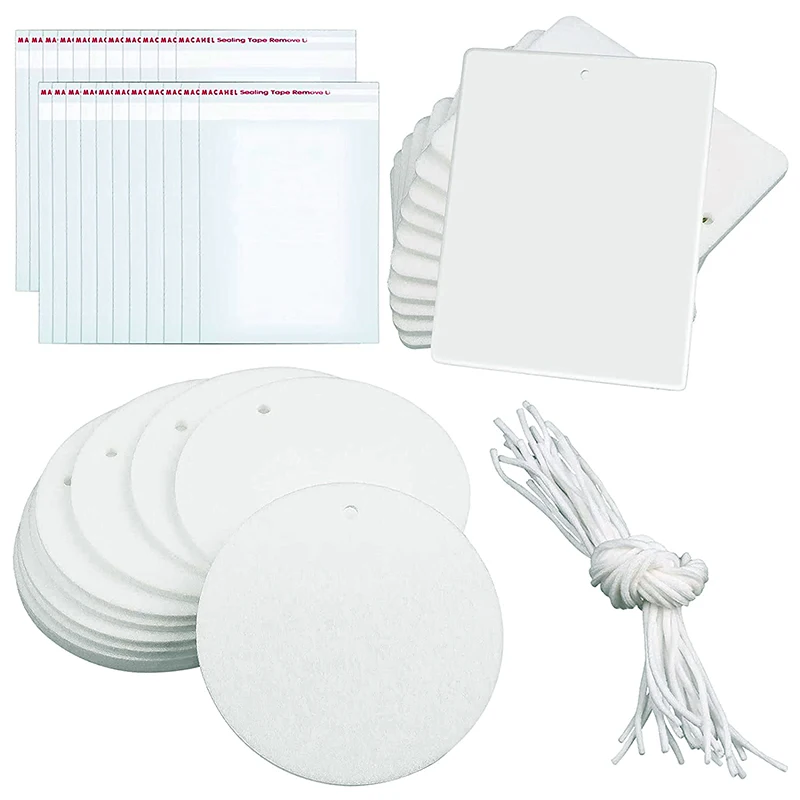 60 Pieces Sublimation Air Freshener Sheets DIY Auto Scented Blank Felt Car Fragrant PP Nonwoven Fabric Dyed Style