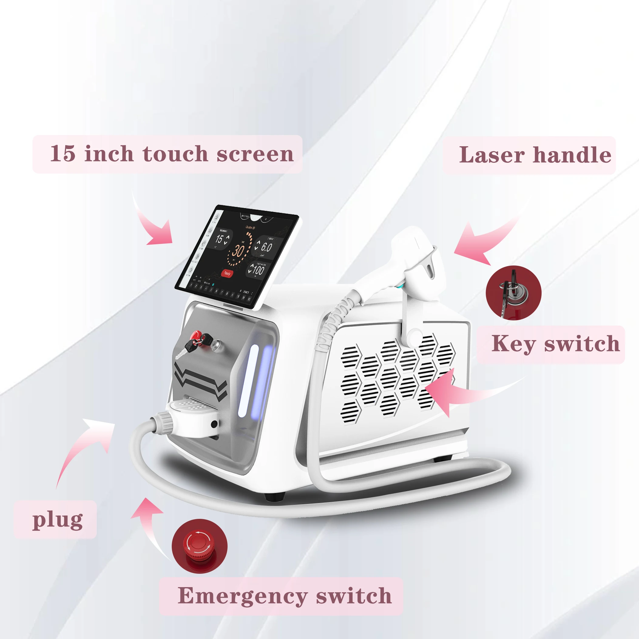 KMLASER 4k screen 600-2000W adjustable heads diode Laser Permanent Ice Painless Hair Removal diode 4 waves machine